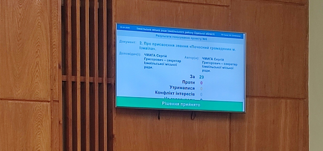 В Ізмаїлі відбулася 75 сесія міської ради, на якій присвоїли два звання «Почесний громадянин міста»